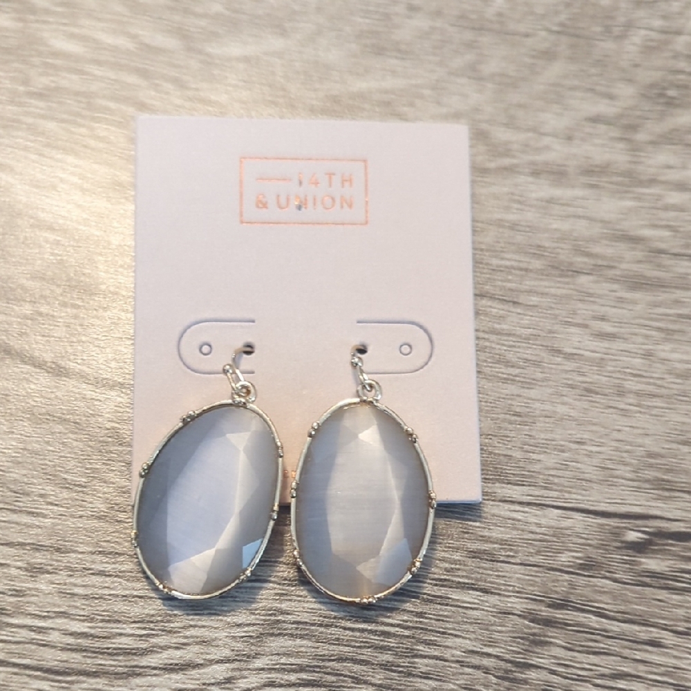 14th & Union Silver Framed Gray Stone Earrings